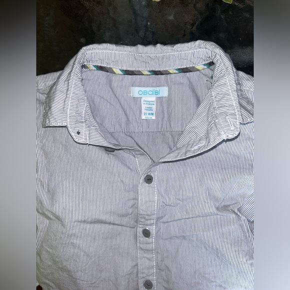 Obaibi | pin striped long sleeve button down shirt | size 23m - Picture 3 of 4